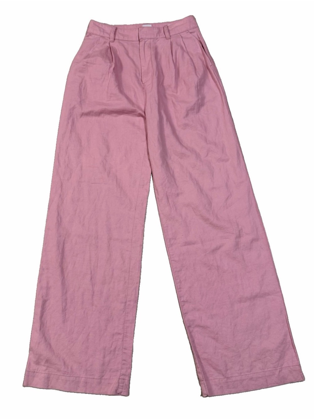 GAP Pink Pleated Linen Pant Wide Leg 6 Tall High Rise Office City Preppy Beach